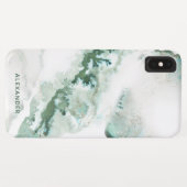 Moderne groene Waterverf Ombre Marble Monogram Case-Mate iPhone Case (Achterkant (horizontaal))