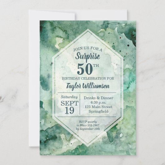 Moderne groene Waterverf op zaterdag nodigt (Voorkant)