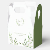 Moderne groene Waterverf verlaat monogram bruiloft Bedankdoosjes (Geopend)