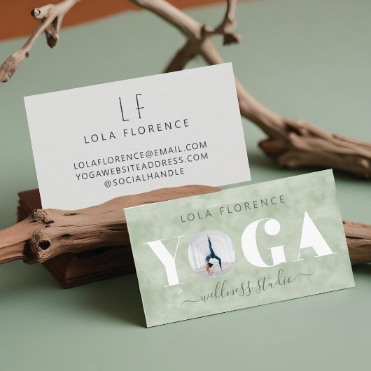 Moderne groene Waterverf YOGA-bedekking - Aangepas Visitekaartje