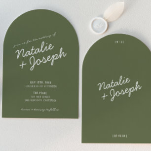 Moderne Groene Whimsical Zomer Gebogen Huwelijk Kaart