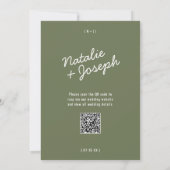 Moderne Groene Whimsical Zomer QR Code Huwelijk Kaart (Achterkant)