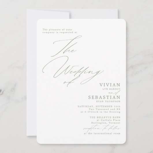 Moderne Groene Wijze Witte Huwelijk RSVP QR Code Kaart (Voorkant)