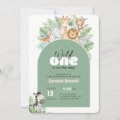 Moderne Groene Wild One Baby Shower Kaart (Voorkant)