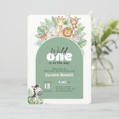 Moderne Groene Wild One Baby Shower Kaart (Staand voorkant)