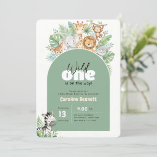 Moderne Groene Wild One Baby Shower Kaart