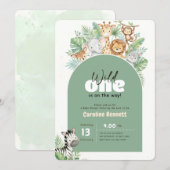 Moderne Groene Wild One Baby Shower Kaart (Voorkant / Achterkant)