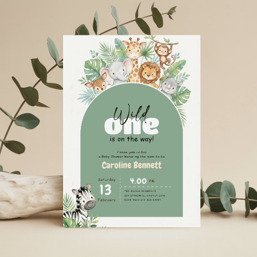 Moderne Groene Wild One Baby Shower Kaart