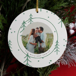 Moderne groene winter boom foto vakantie keramisch ornament