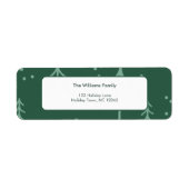 Moderne groene winterboom vakantie retouradres etiket (Voorkant)