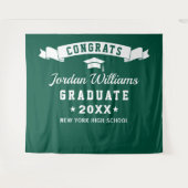 Moderne groene witte afstudeerfoto-achtergrond wandkleed (Voorkant (horizontaal))