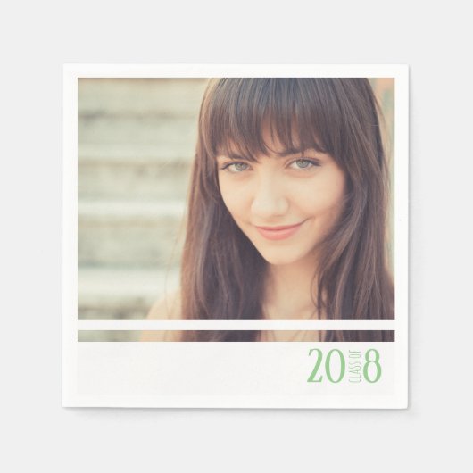 Moderne Groene & Witte Afstuderen Aangepaste Parti Servet (Voorkant)