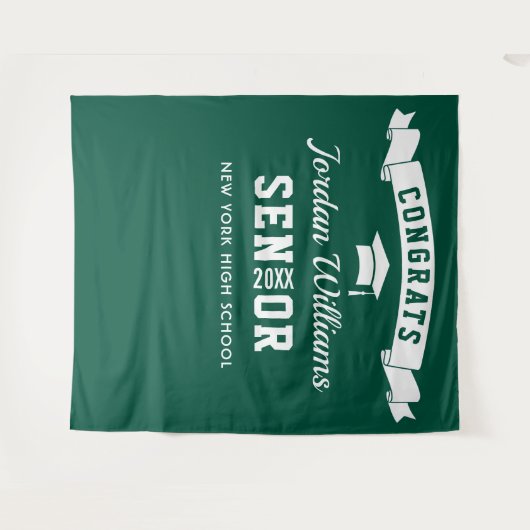 Moderne groene witte Afstuderen Foto achtergrond Wandkleed (Voorkant (horizontaal))