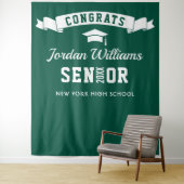 Moderne groene witte Afstuderen Foto achtergrond Wandkleed (In situ)