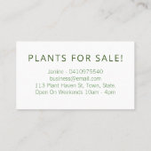 Moderne groene witte bladeren binnenshuis gekroond visitekaartje (Achterkant)