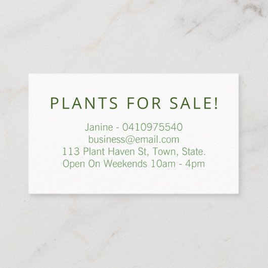 Moderne groene witte bladeren binnenshuis gekroond visitekaartje (Achterkant)