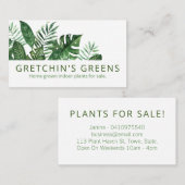 Moderne groene witte bladeren binnenshuis gekroond visitekaartje (Voorkant / Achterkant)