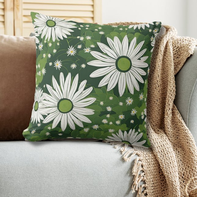 Moderne groene witte bloem kussen (Creator heeft geüpload)