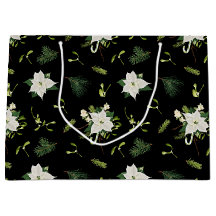 Moderne groene witte bloem zwarte cadeautas ontwer