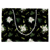 Moderne groene witte bloem zwarte cadeautas ontwer (Achterkant)