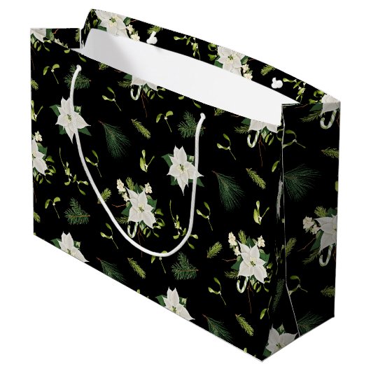 Moderne groene witte bloem zwarte cadeautas ontwer (Achterkant Gekanteld)