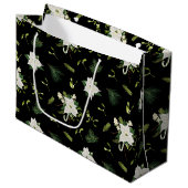 Moderne groene witte bloem zwarte cadeautas ontwer (Voorkant Gekanteld)
