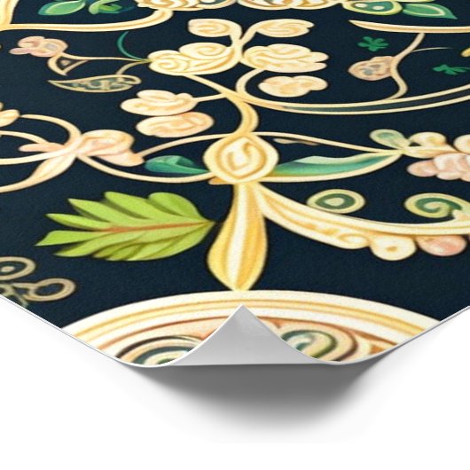 Moderne groene witte bloemenillustratie poster (Hoek)