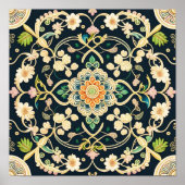 Moderne groene witte bloemenillustratie poster (Voorkant)