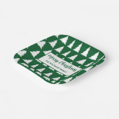 Moderne Groene Witte Boom Patroon Kerstfeest Papieren Bordje (Gebogen)