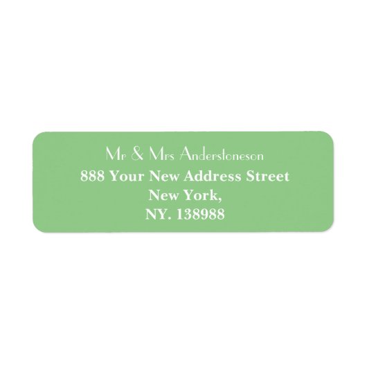 Moderne groene & witte eenvoudige script retouradr etiket (Voorkant)