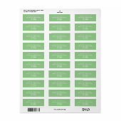 Moderne groene & witte eenvoudige script retouradr etiket (Full Sheet)
