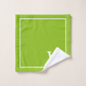 moderne groene witte gepersonaliseerde monogram bad handdoek (Wasdoekje)