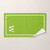 moderne groene witte gepersonaliseerde monogram bad handdoek (Handdoek)
