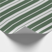 Moderne groene witte gestreepte Kerstvakantie Cadeaupapier (Hoek)