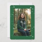 Moderne Groene & Witte Glitter Afstudeeruitnodigin Aankondiging (Achterkant)