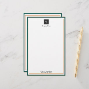 Moderne groene witte Gold met zakelijke Logo Briefpapier