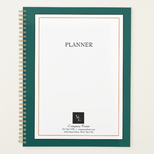 Moderne groene witte Gold met zakelijke Logo Planner (Voorkant)