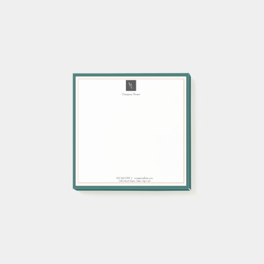 Moderne groene witte Gold met zakelijke Logo Post-it® Notes (Voorkant)