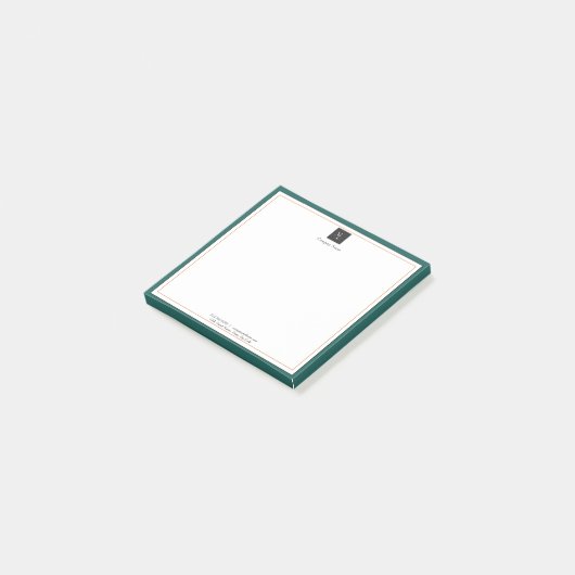 Moderne groene witte Gold met zakelijke Logo Post-it® Notes (Schuin)