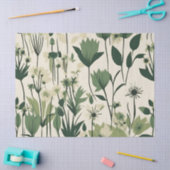 Moderne Groene Witte Gras Wildflower Tissuepapier (Craft)