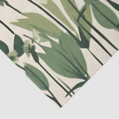 Moderne Groene Witte Gras Wildflower Tissuepapier (Detail)