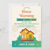 Moderne Groene Witte Housewarming Party Uitnodigin Kaart (Voorkant)