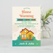 Moderne Groene Witte Housewarming Party Uitnodigin Kaart (Staand voorkant)