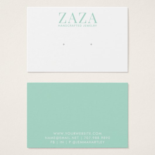 Moderne groene witte Kaarten die juwelen vertonen Visitekaartje (Voorkant /achterkant)