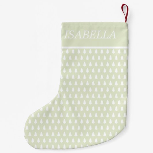 Moderne groene witte kerstboomstructuurnaam kleine kerstsok (Achterkant)