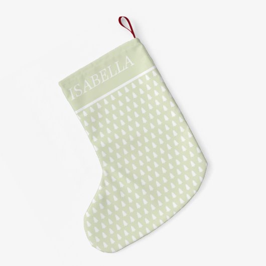 Moderne groene witte kerstboomstructuurnaam kleine kerstsok (Achterkant (Hangend))