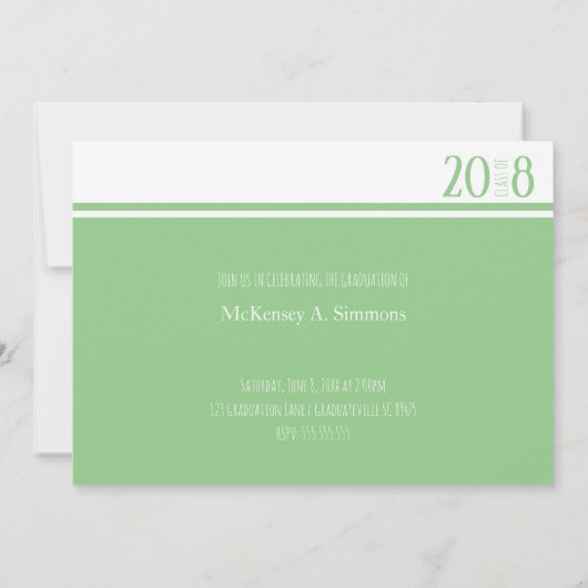 Moderne groene & witte klasse van de Uitnodigingen (Achterkant)