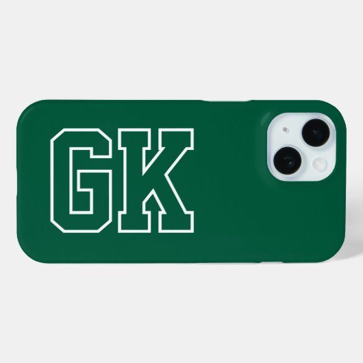 Moderne Groene Witte Monogram Initiaal Letters Case-Mate iPhone Case (Achterkant (horizontaal))