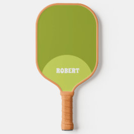 Moderne groene & witte monogramnaam pickleball paddle
