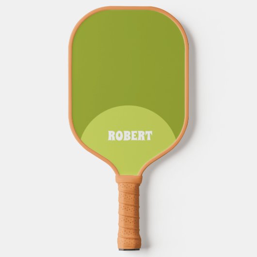 Moderne groene & witte monogramnaam pickleball paddle (Voorkant)